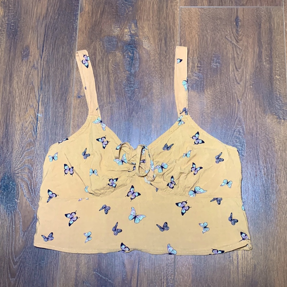 Self Esteem Butterfly Print Crop Tank Top
